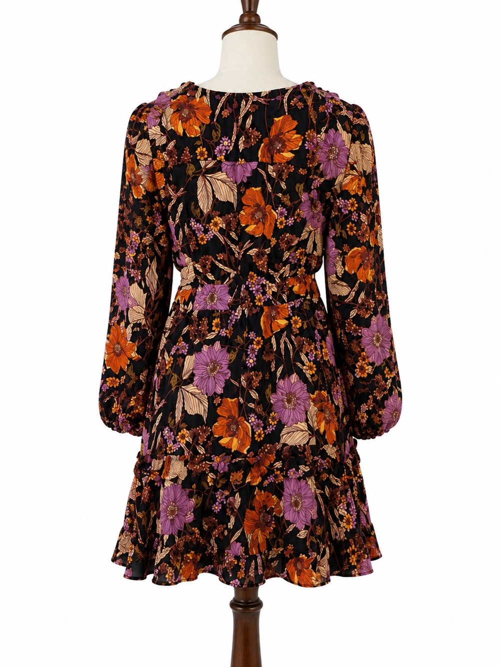 Anthropologie Pilcro Floral Ruffle Tiered Mini Dress Boho Fall Sz M - Picture 4 of 9